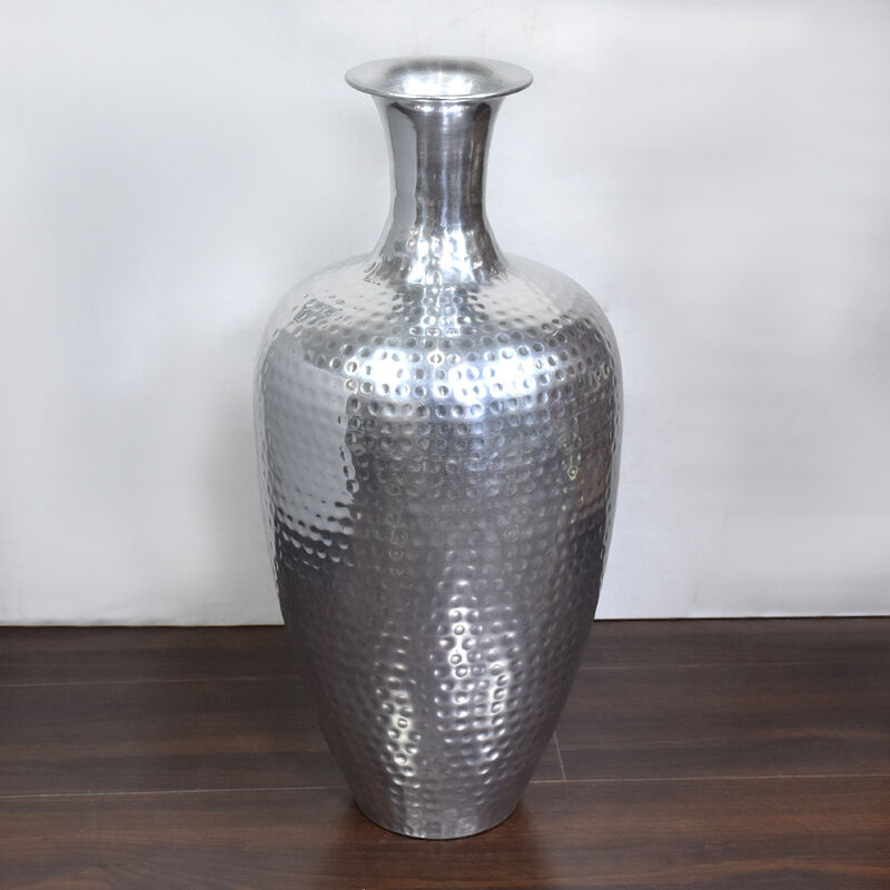 Handmade Aluminium Traditional Silver Coated Color Floor Flower vases For Indoor & Outdoor Use BB5028 BBH Homes