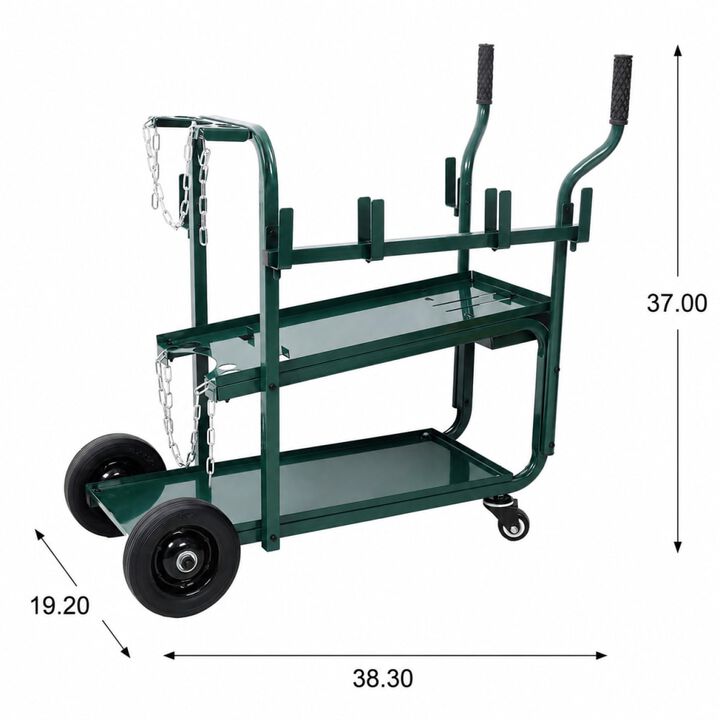 Heavy Duty 2-Tier Rolling Welding Cart Portable Storage Trolley with Wheels and Safety Chains for Welder