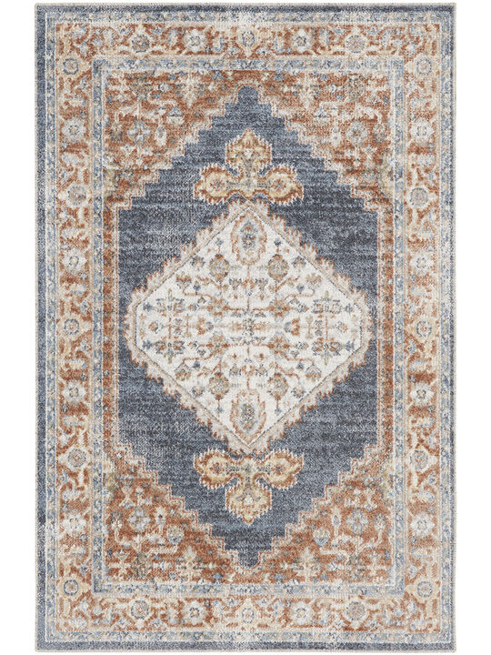 Astra Machine Washable ASW11 Denim/Multicolor 3'3" x 5' Rug