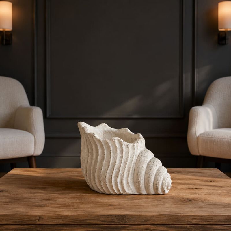 WOW PIONEER Nautilus Shell Decorative Planter Sand Cement Construction Textured Finish for Succulents Herbs Coastal Home Decor image number 2
