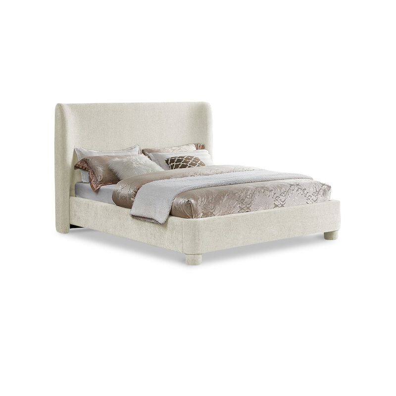 Meridian Furniture Penny Cream Chenille Fabric King Bed