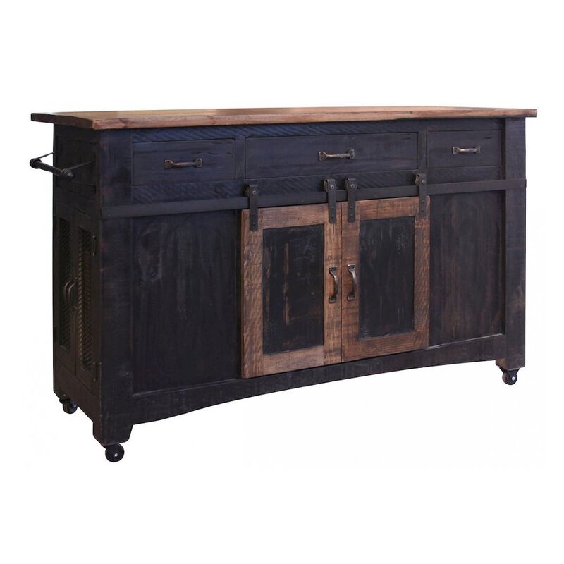Crafters and Weavers Greenview Kitchen Island - Distressed Black