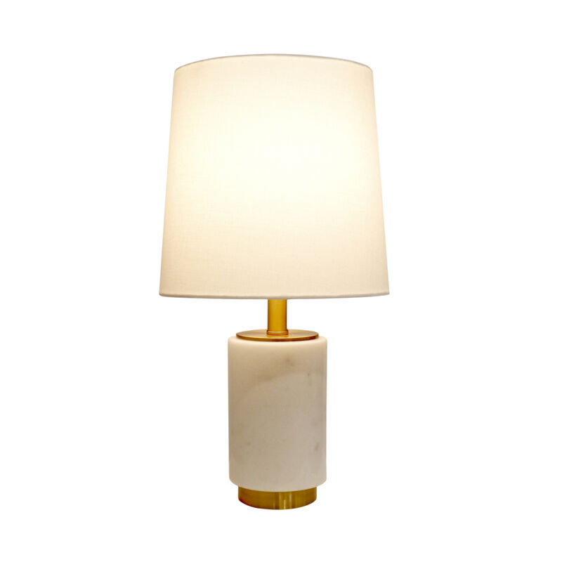 Pasargad Home Leon Marble White/Gold Table Lamp, H22"
