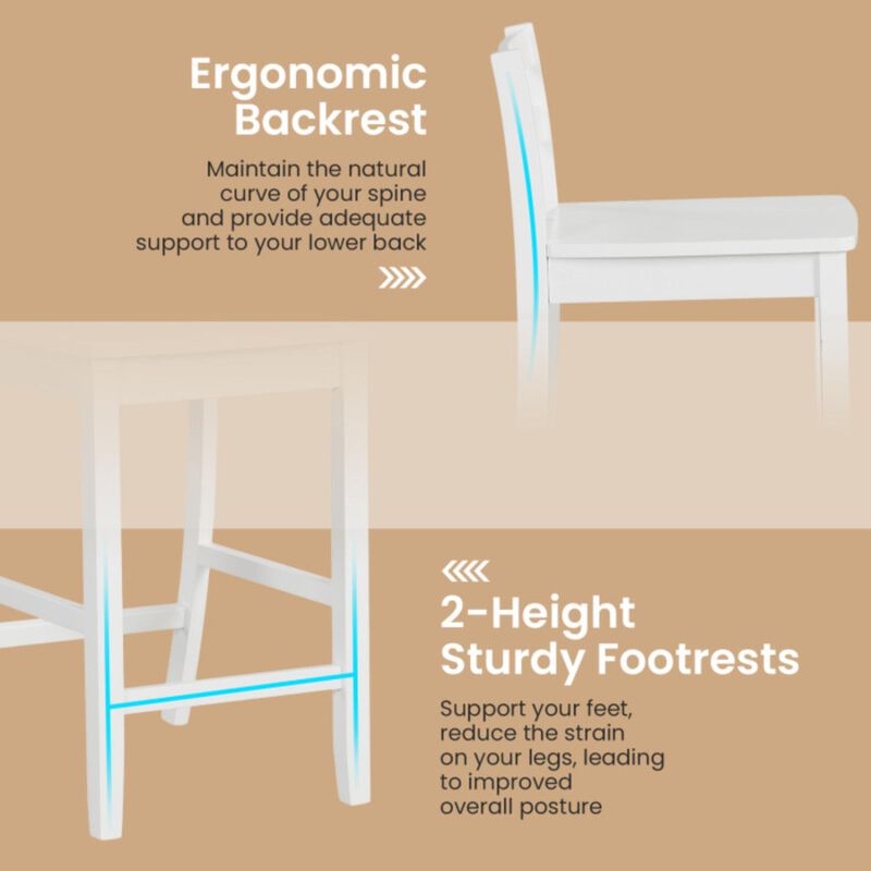 Hivvago Wooden Bar Stools Set of 2 with Ergonomic Backrest and Footrest
