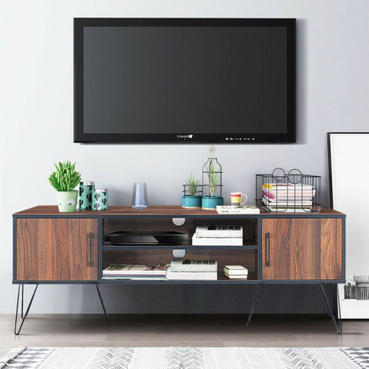 Hivvago 59 Inch Retro TV Stand for TVs up to 65 Inch with 6 Metal Legs