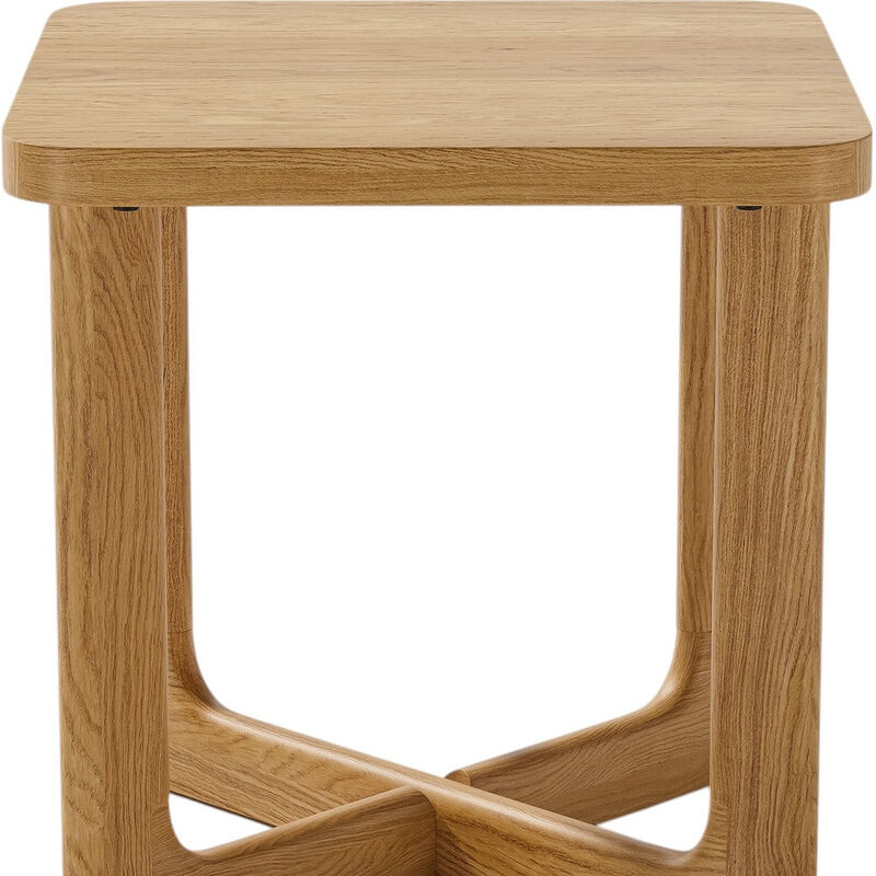 Hivvago 24 Inch Natural Solid Wood Square Cross Legs End Table