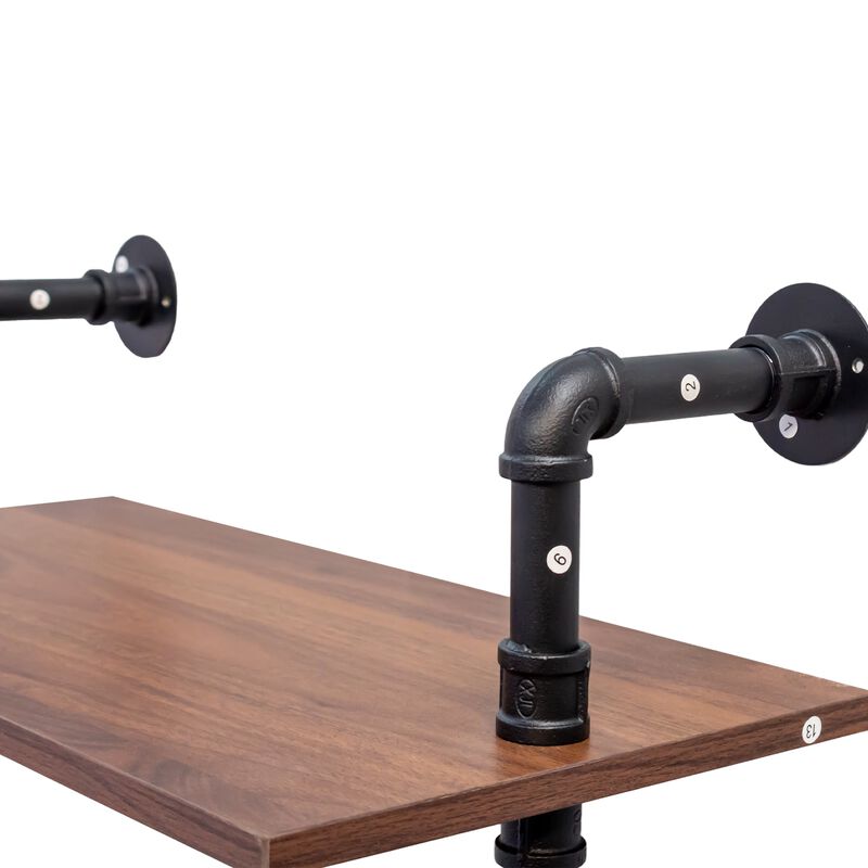 Clihome Industrial Pipe 36in Shelf, 3 Tier and 2 Tier Wood Wall Mounted Display Shelves image number 3