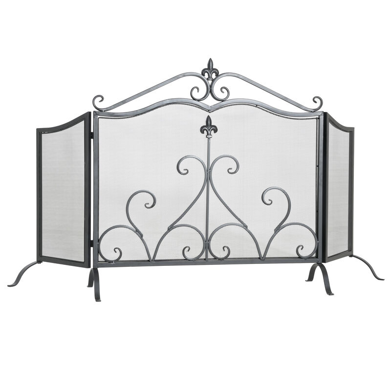 Christopher Knight Home Savva Mid-Century Modern Iron 3-Panel Fireplace Screen image number 0