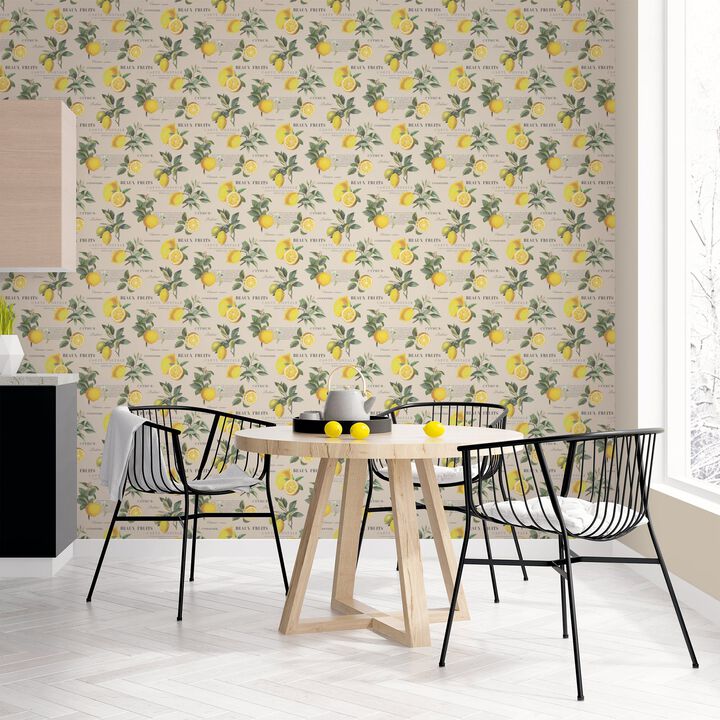 Just Kitchens Citron Botanical Beige Wallpaper G45410