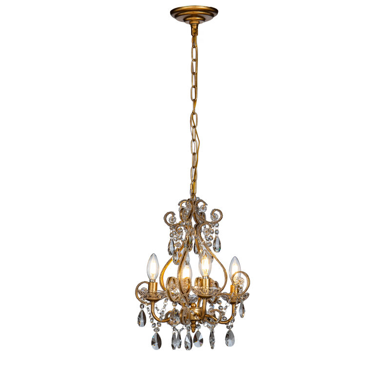 4-Light 16" Glam Tierd Flush Mount With Crystal Accents image number 0