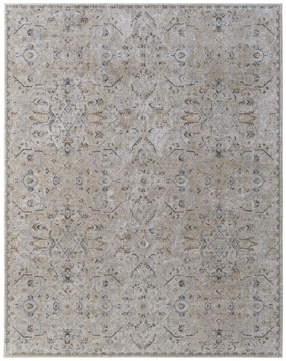 HomeRoots Abstract Power Loom Worn Faded Area Rug With Fringe