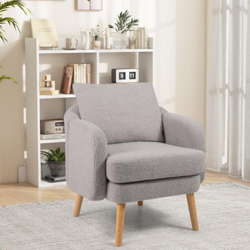 Hivvago Sherpa Accent Chair Modern Living Room Chair with Seat Cushion
