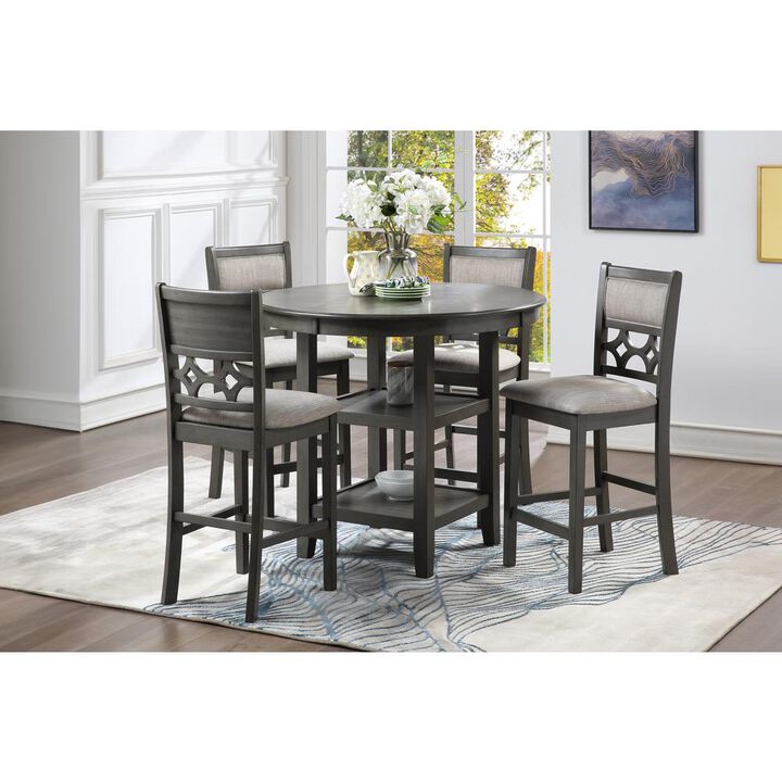 New Classic Furniture Furniture Mitchell 5-Piece Transitional Wood Counter Set in Gray