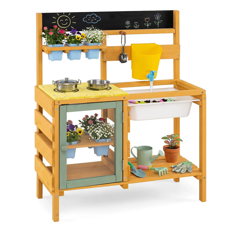 Kids Outdoor Mud Kitchen with Water Tank and Play Faucet image number 3