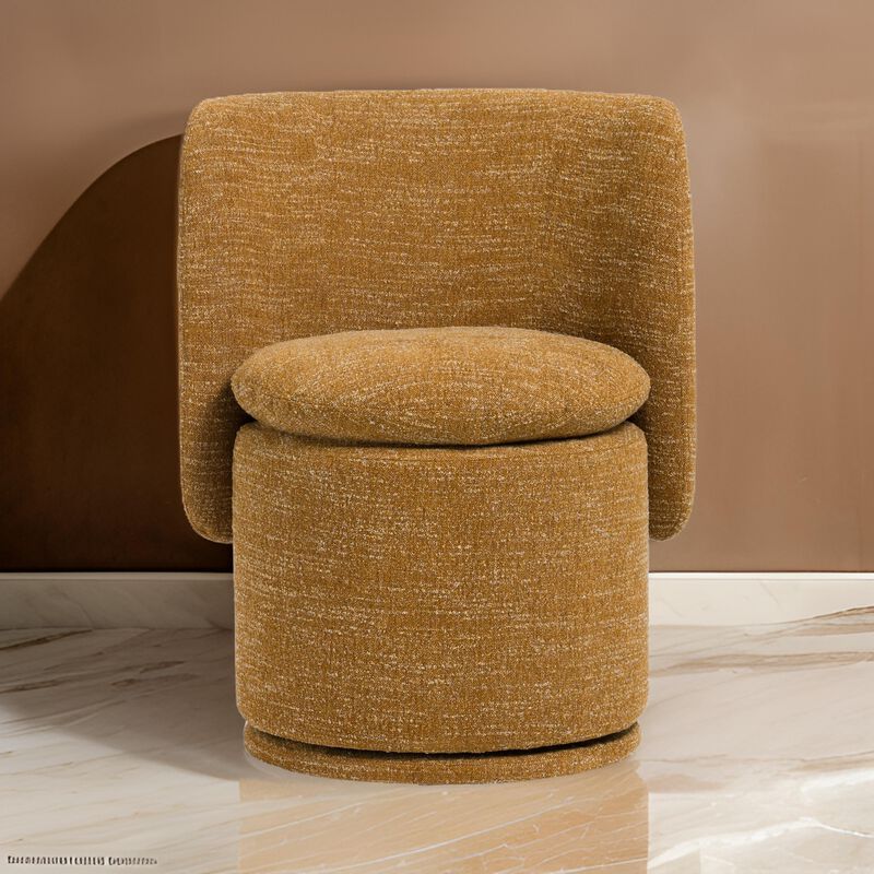Reno Nori 26 Inch Swivel Dining Chair, Yellow Polyester, Solid Poplar Wood - Benzara image number 1