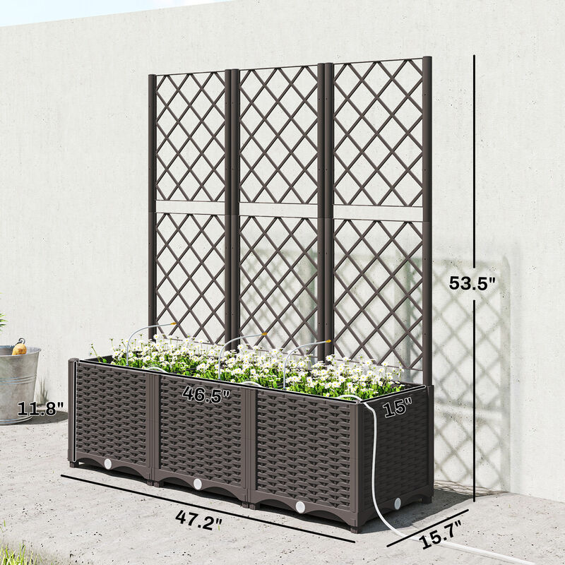 Hivvago 3PCS Self-Watering Raised Planters with Trellis and Timer image number 2