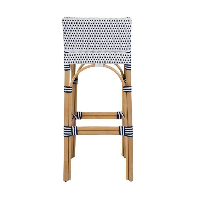 Butler Specialty Serienna 30 in. Seat Height Rectangular Rattan Low Back Bar Stool White and Gray image number 6