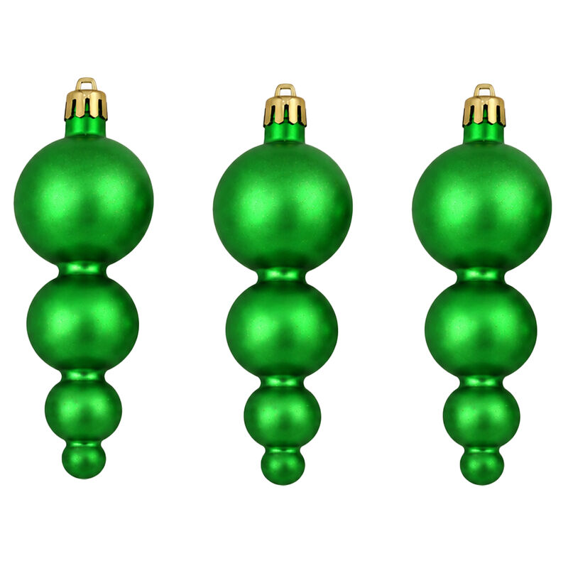2-Finish Shatterproof Finial Christmas Ornaments - 5.75" - Set of 6 - Green image number 4