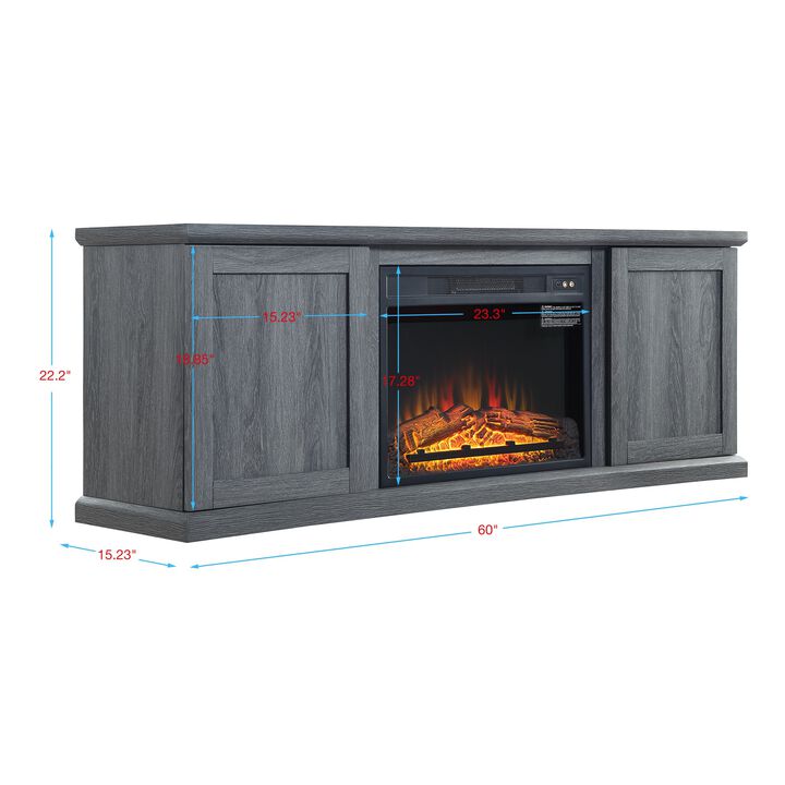 Franklin Gray TV Stand with Electric Fireplace