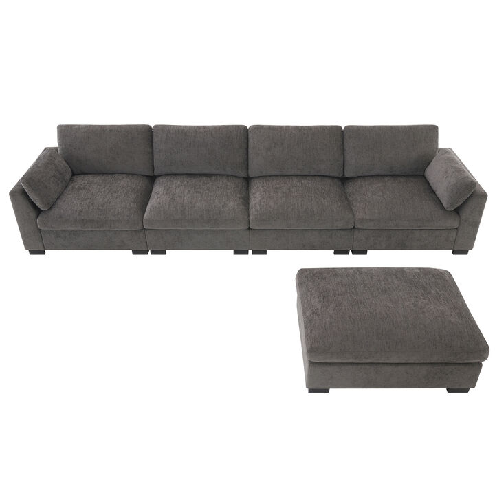 Merax ectional Sofa, L-Shape with Folding Table and Dual-Port Charging