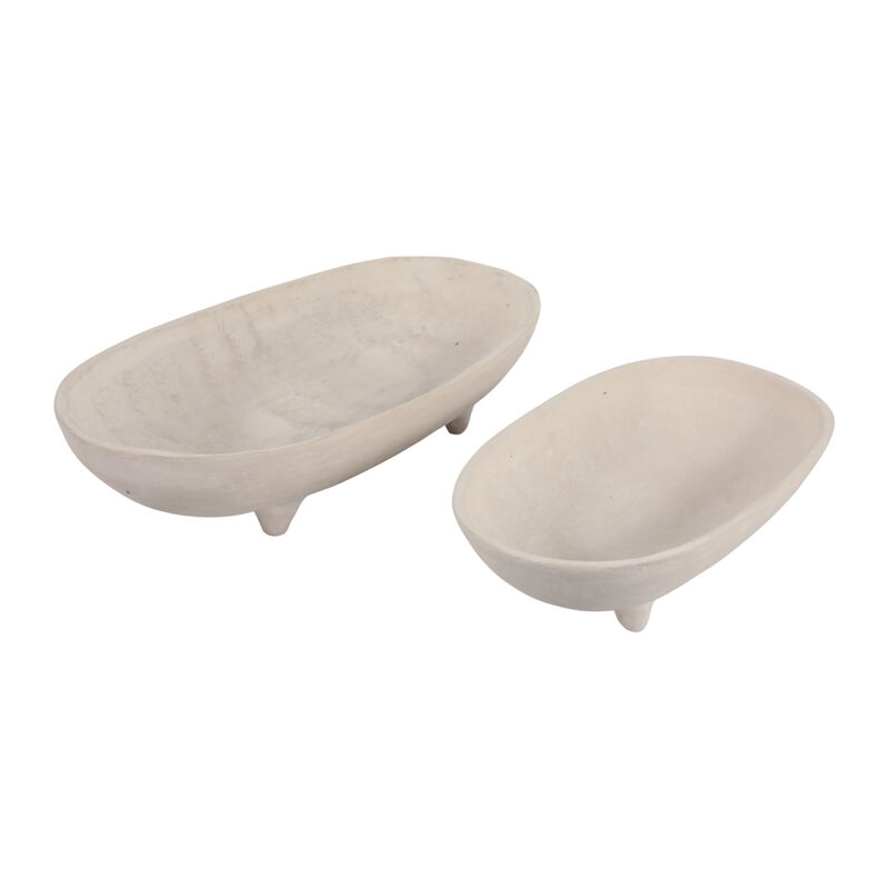 Paper Mache Footed Oval Bowls image number 1