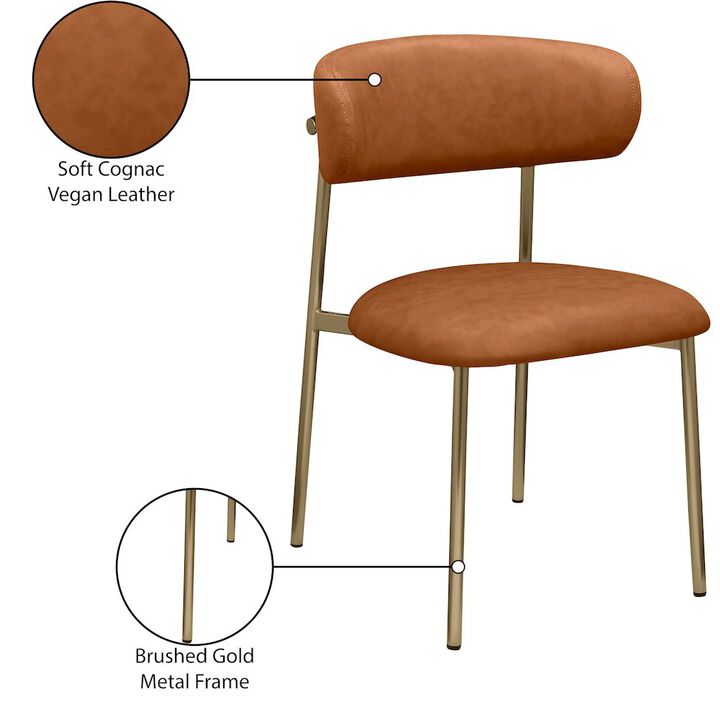 Meridian Furniture Lupita Cognac Vegan Leather Dining Chair, Set of 2