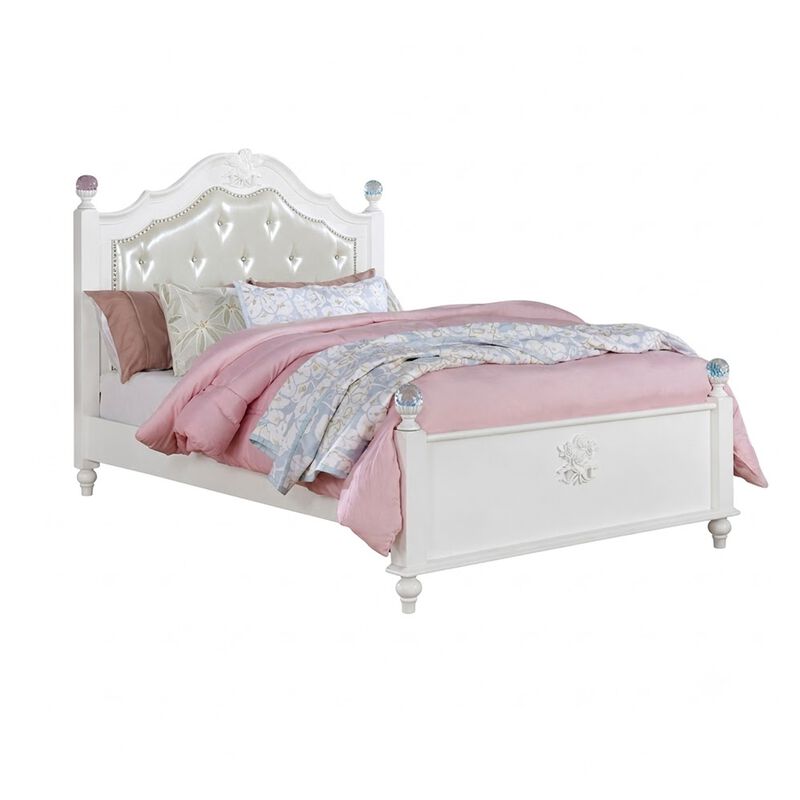 2pc Full Bedroom Set, White Wood, Nightstand image number 2