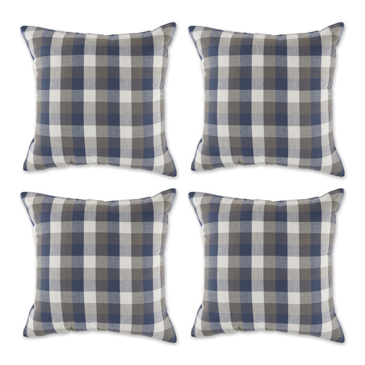 Set of 4 French Blue and White Checkered Throw Pillow Covers 18"