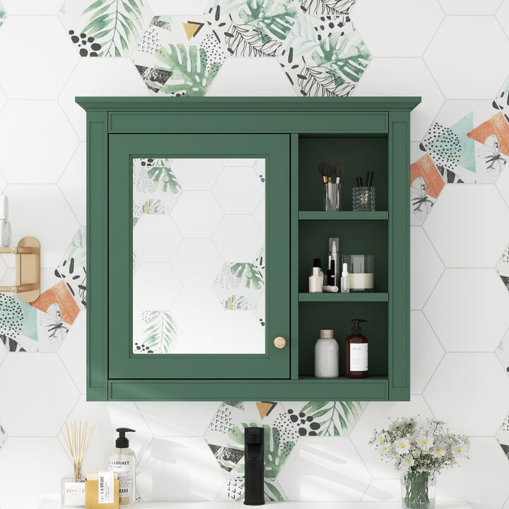 Merax Mirror Cabinet with Adjustable Shelves & Concealed Storage, Wall-Mounted