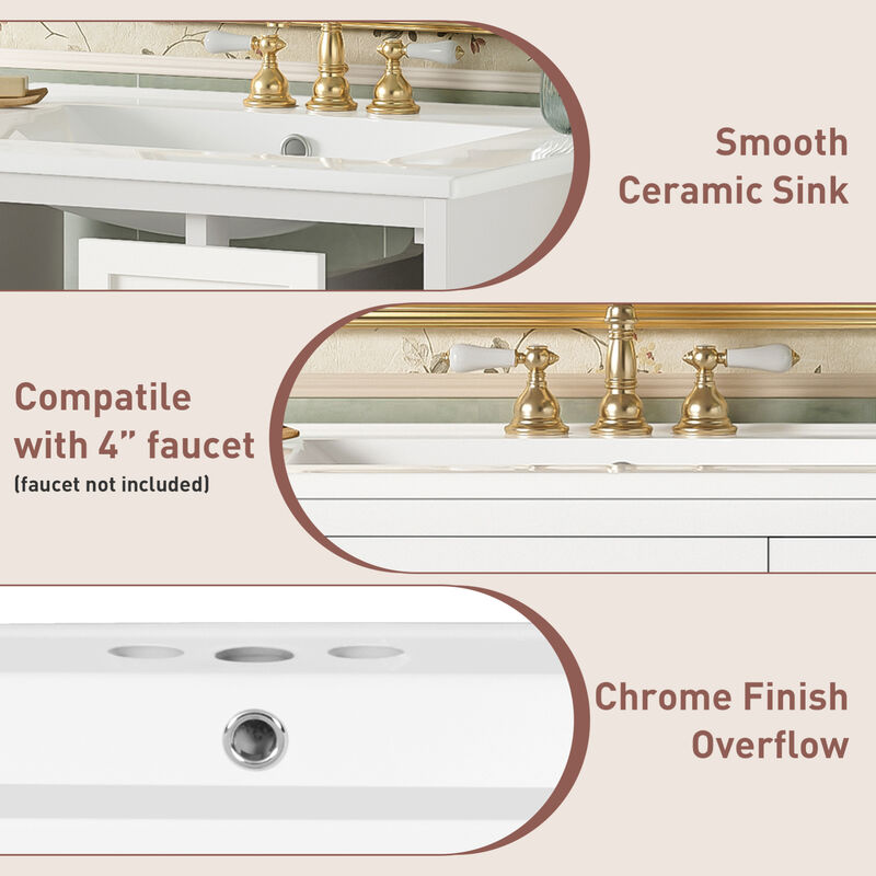 ELEMENT ACE Compact Wall Mounted Bathroom Vanity Set with Ceramic Sink and Storage Cabinet image number 6