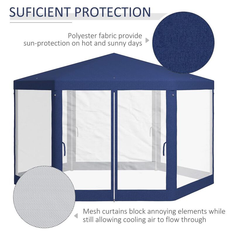 Hivvago 13' x 11' Hexagon Party Tent Canopy with Protective Mesh Walls image number 3