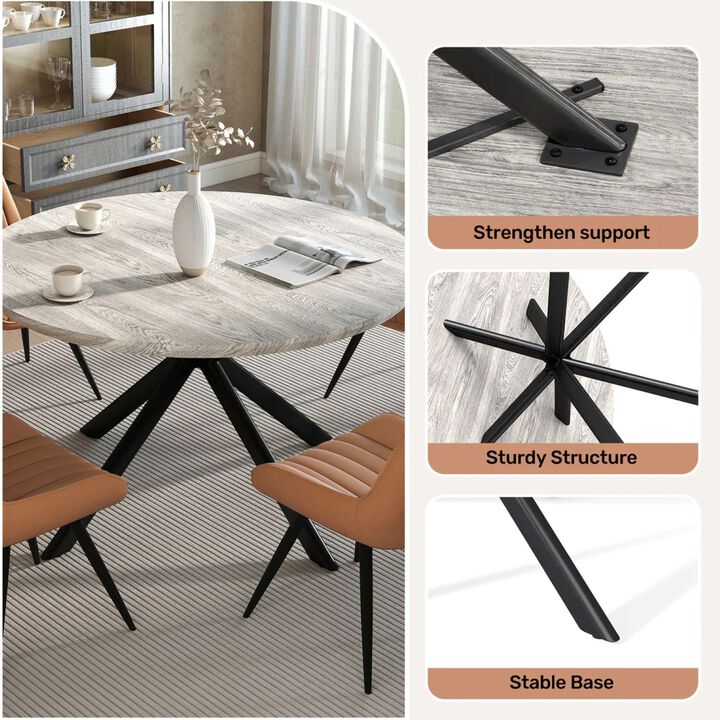 Envelor Round Solid Wood Dining Table with Metal Legs