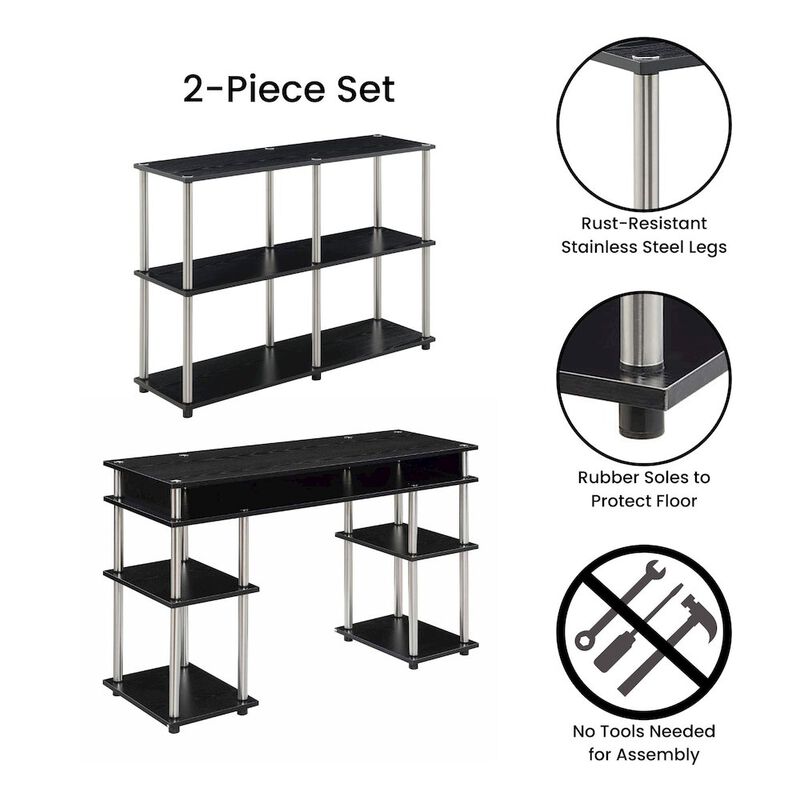Convenience Concepts Designs2Go No Tools Desk and Console Table Set
