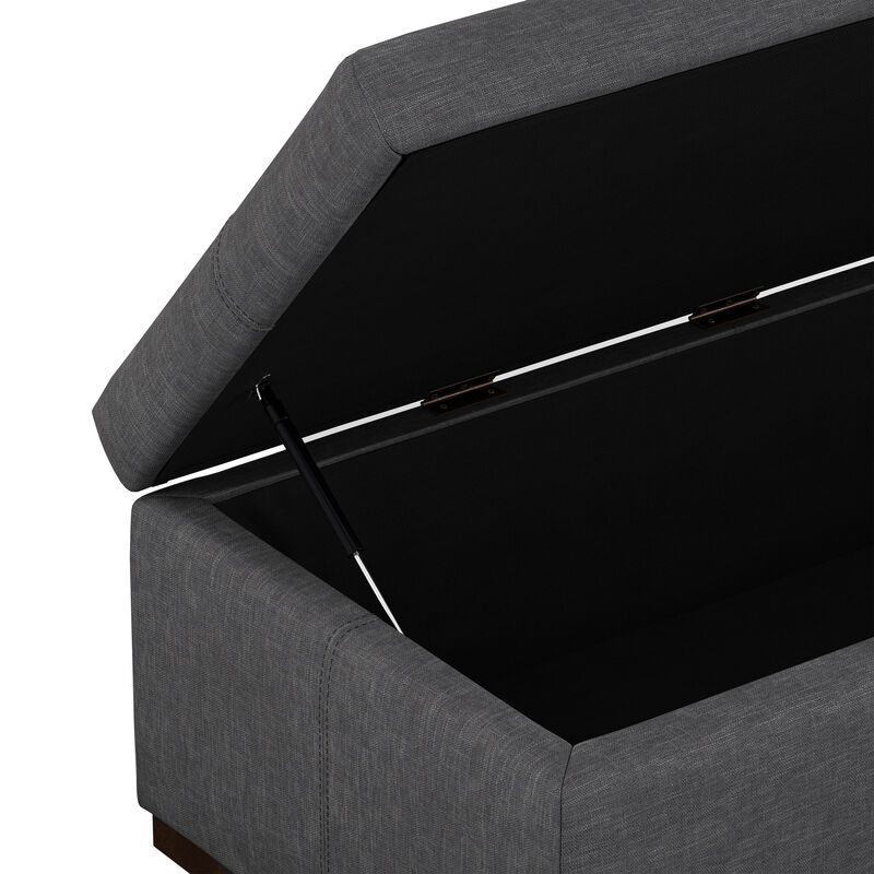 Gabbie 48 inch Wide Contemporary Rectangle Rectangular Storage Ottoman in Slate Grey Polyester Linen, Assembled image number 9