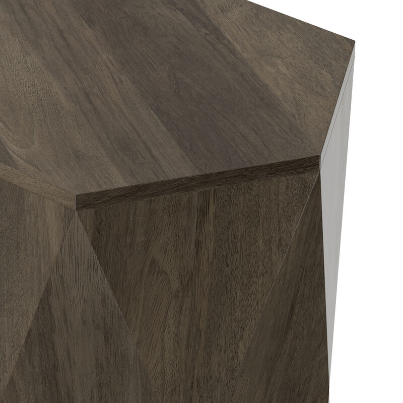 Mckinley 16 inch Wide Solid Mango Contemporary End Table in Ash Grey, Assembled