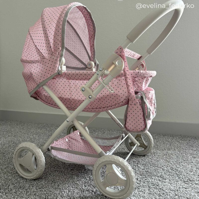 Olivia's Little World Polka Dot Princess Baby Doll Pram Stroller, Pink image number 5