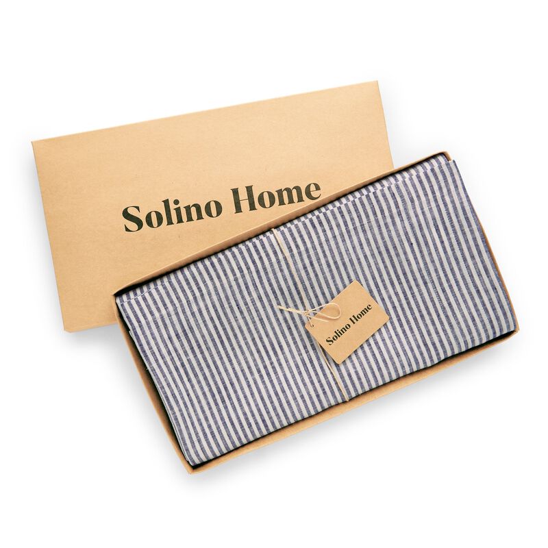 Solino Home 100% Pure Linen Tablecloth - Narrow Stripe