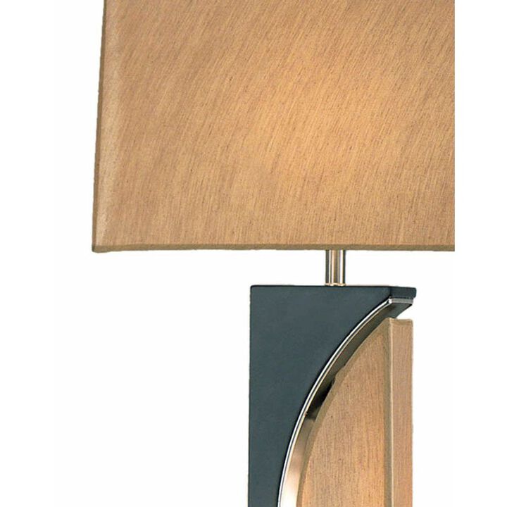 NOVA OF CALIFORNIA Half Moon Floor Lamp with Nightlight - Dark Brown, Etruscan Gold Linen Shade