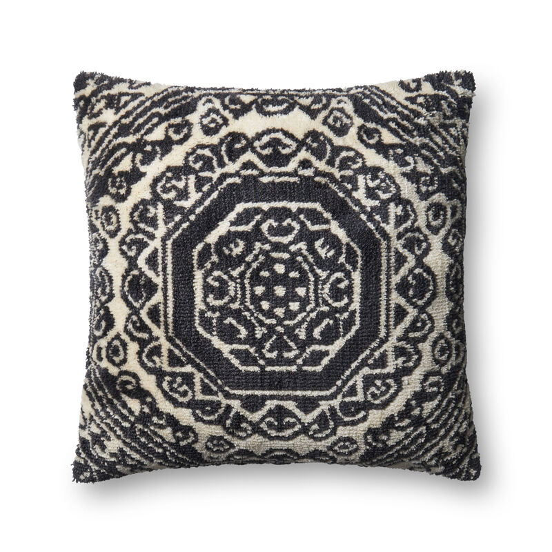 P0578 Black/White 22"x22" Down Pillow
