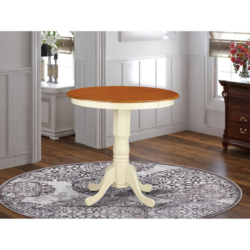 East West Furniture Jackson  Counter  Height  Table  in  Buttemilk  and  Cherry  Finish