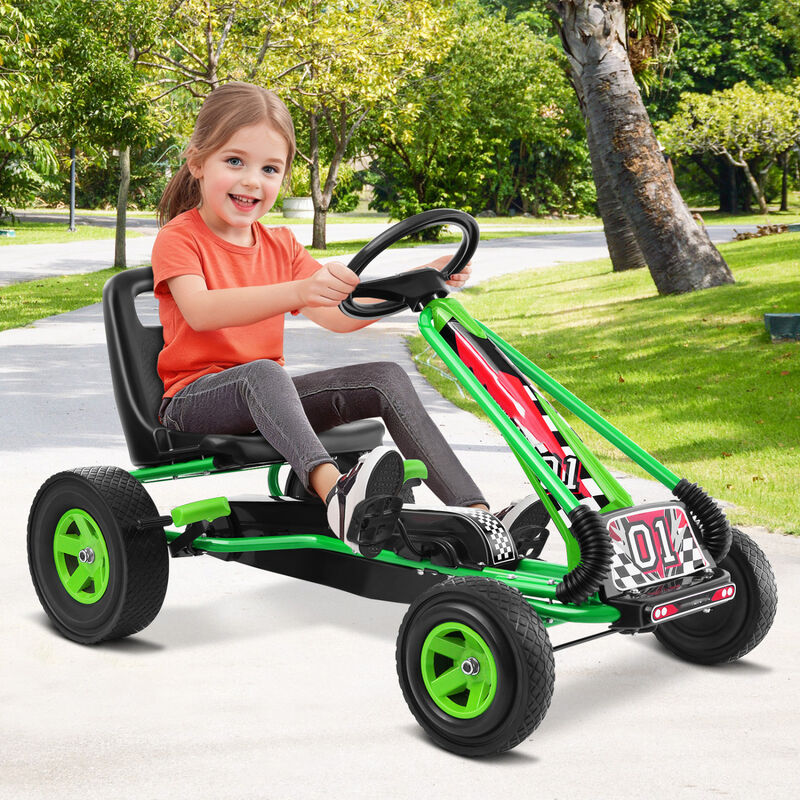 4-Wheel Kids Pedal Go-Kart Ride-On Racer Car for Outdoor Play image number 3