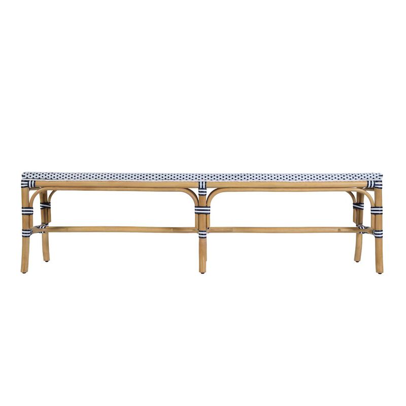 Butler Specialty Laguna 66.5 in. W Rectangular Rattan Backless Accent Bench, White and Navy image number 4