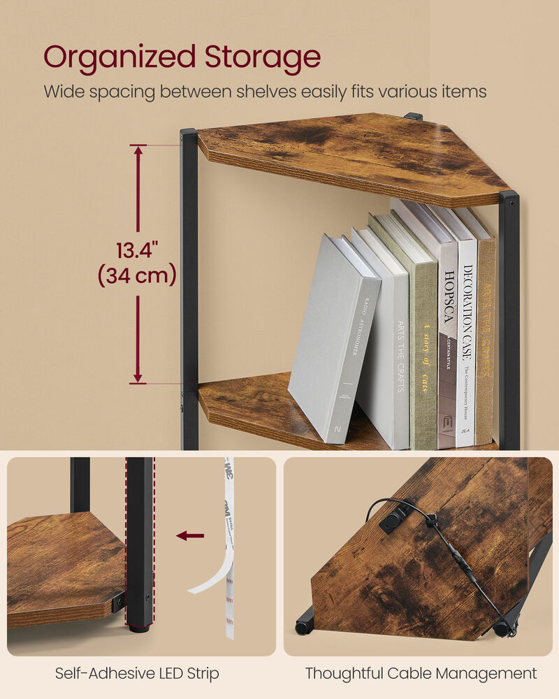 5-Tier Corner Display Shelf with LED Lights Storage Unit for Books, Plants, Frames & Collectibles