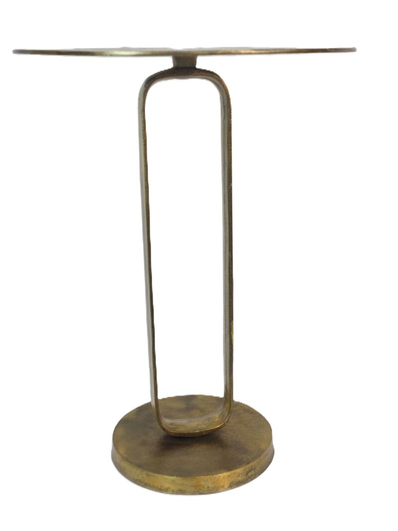 MonoLoop Round End Table Brass Antique image number 1