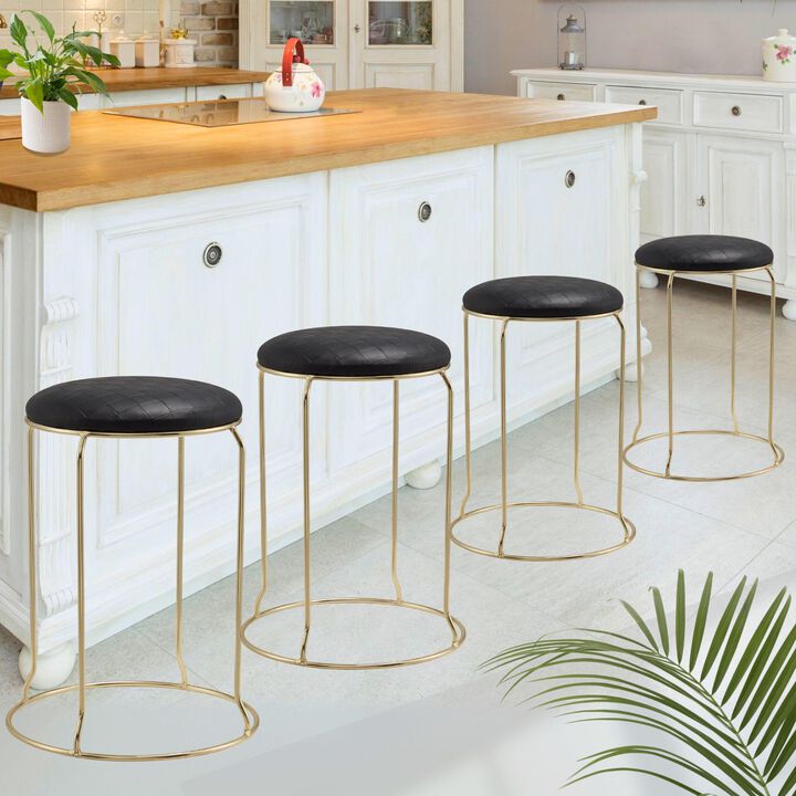 Kings Brand Furniture Carmilla Upholstered Counter Height Stool - Bar Stools Set of 4 for Kitchen 18.75"
