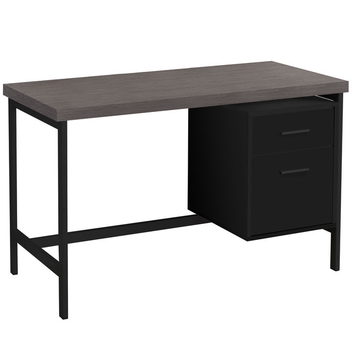 Computer Desk, Home Office, Laptop, Left, Right Set-Up, Storage Drawers, 48"L, Work, Metal, Laminate, Black, Grey, Contemporary, Modern