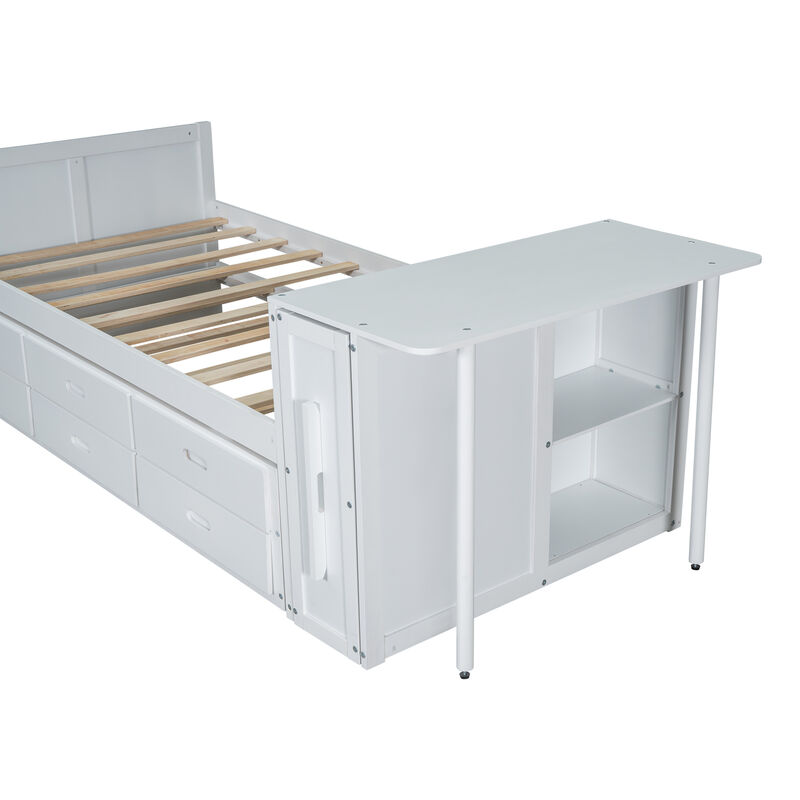 Merax Platform Bed with Desk and Storage Shelf
