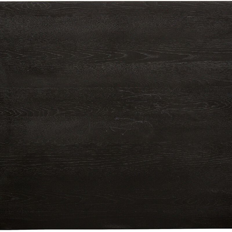 Luke 7pc Dining Table Set with 6 Wingback Chairs, Rectangular, Black, Beige - Benzara