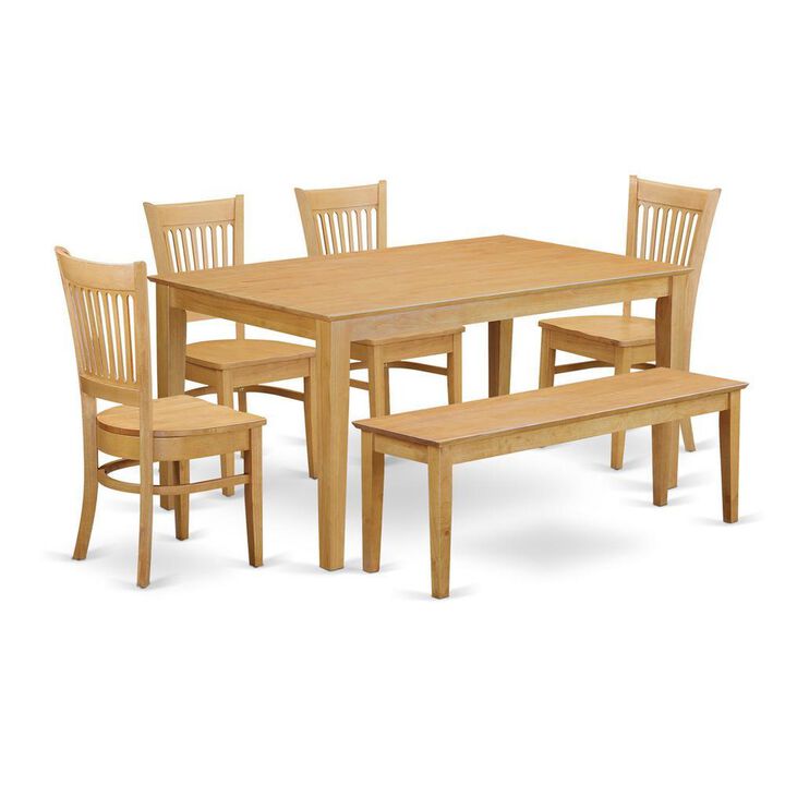 6-Pc Table set - Dining Table and 4 dinette Chairs combined with Wooden bench