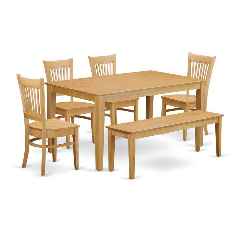 6-Pc Table set - Dining Table and 4 dinette Chairs combined with Wooden bench